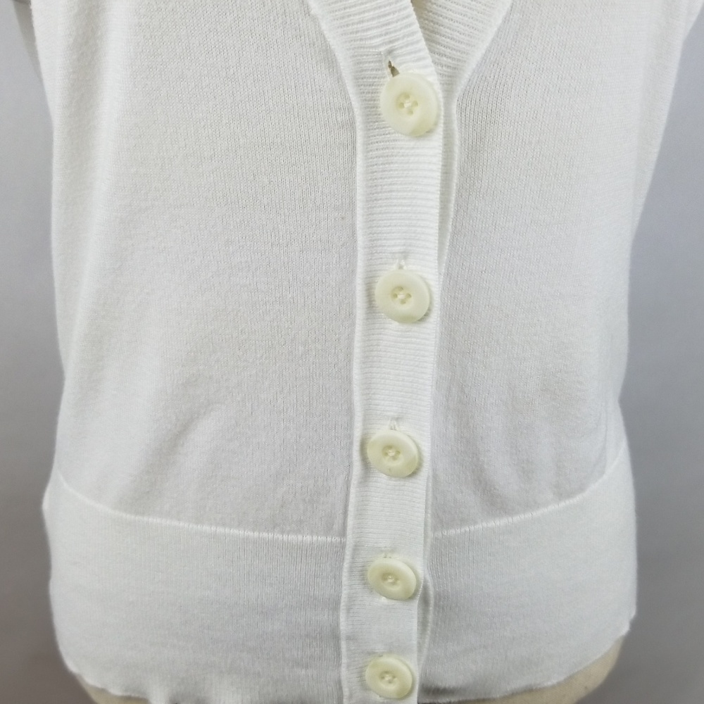 Loft Wht Cardigan Button Front Sz M Raglan Slvs - Picture 2 of 5